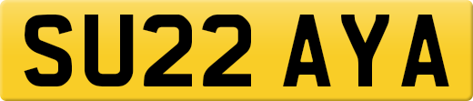 SU22 AYA private number plate